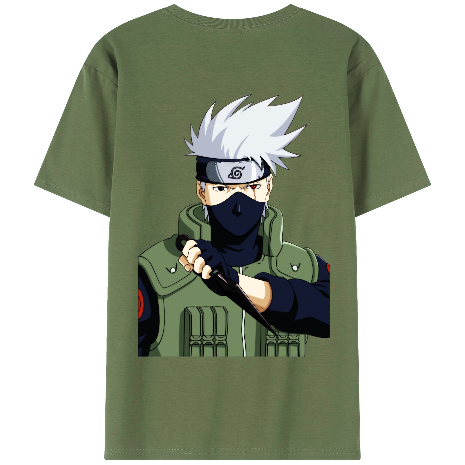 （画像用） NARUTO -ナルト- はたけ カカシ Hatake Kakashi 綿100％ メンズ半袖Tシャツ（バックプリント） 通気性